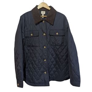 St. John's Bay Navy Quilted Jacket with Corduroy Collar Size XXL